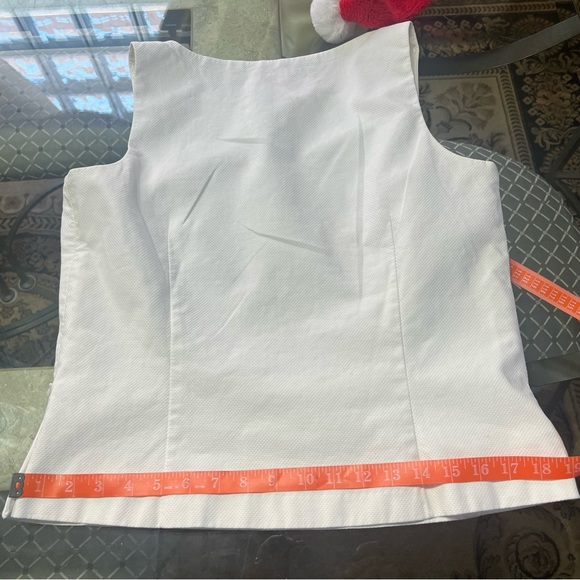 ANN TAYLOR Factory Select White Sleeveless Cotton Round Open V Neck Top - Picture 14 of 14